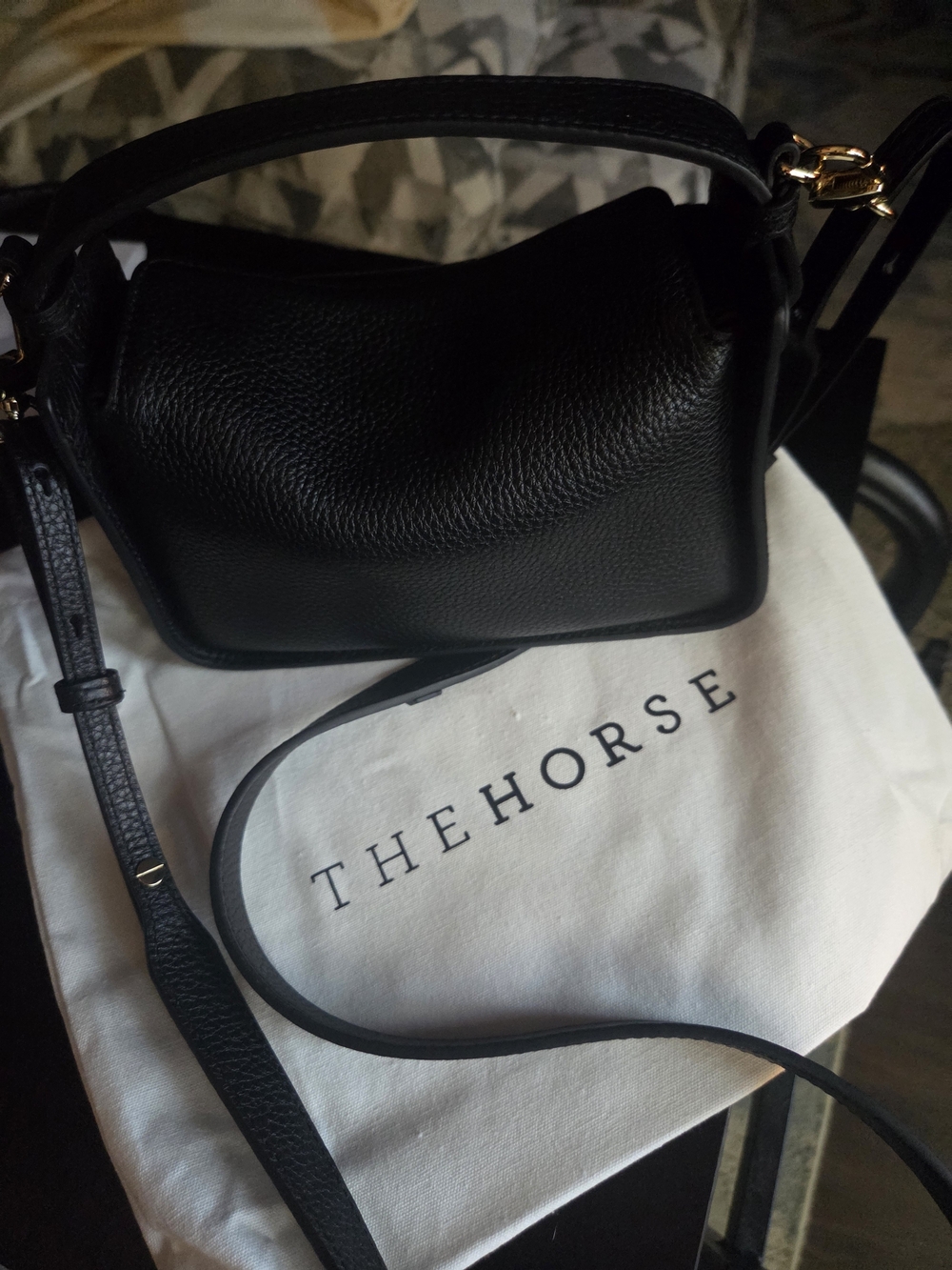 The Horse MINI Black Pebble Leather Crossbody Bag